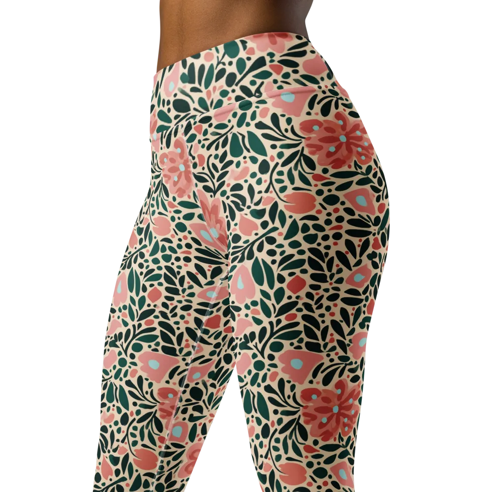 Rosewater Meadow on Yoga Leggings — Left Front