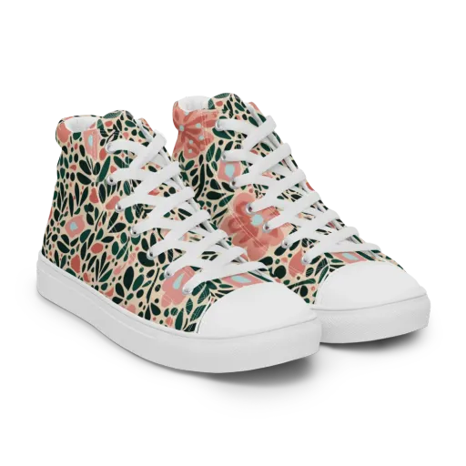 Rosewater Meadow on a Men's High Top Canvas Shoes