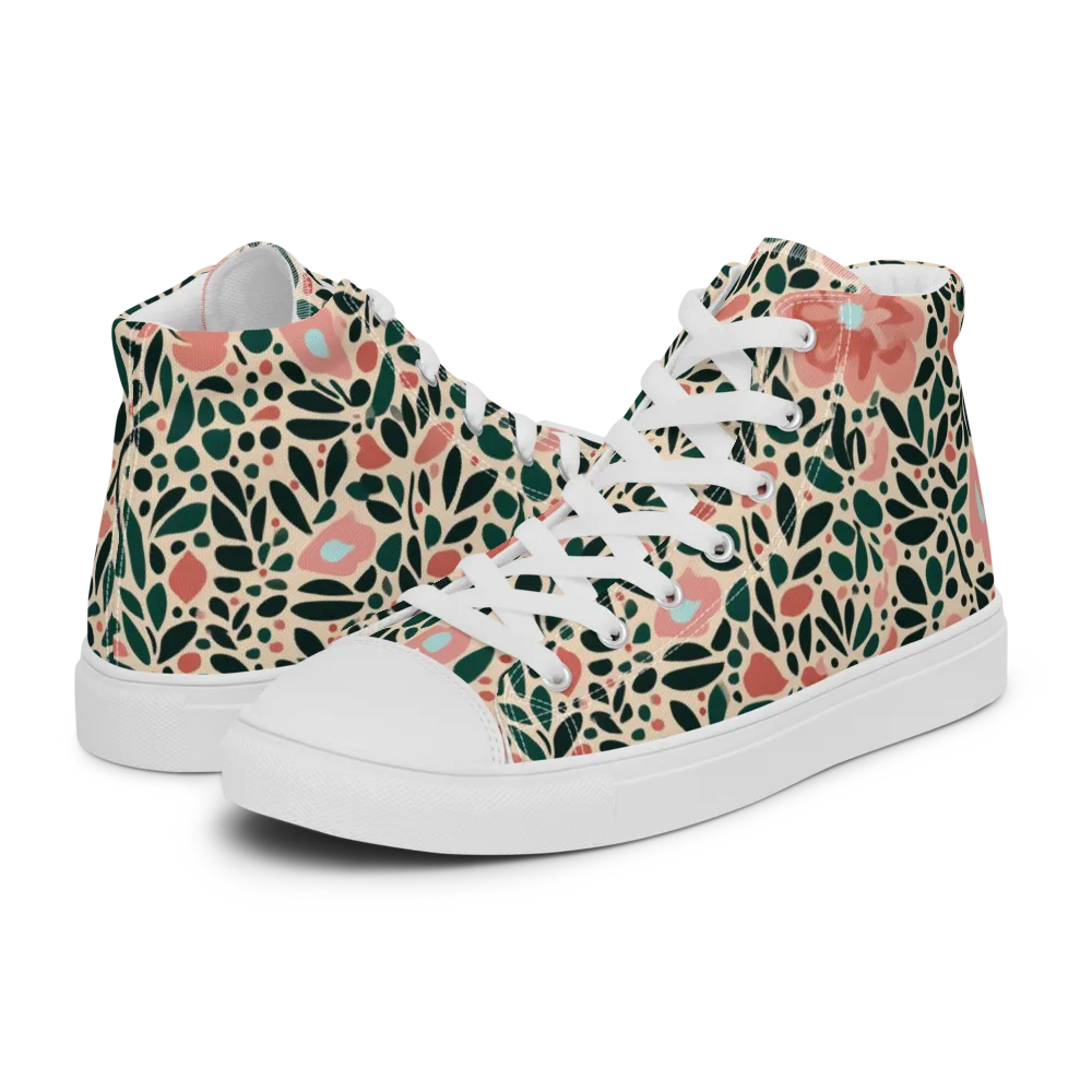 Rosewater Meadow on Men's High Top Canvas Shoes — Left