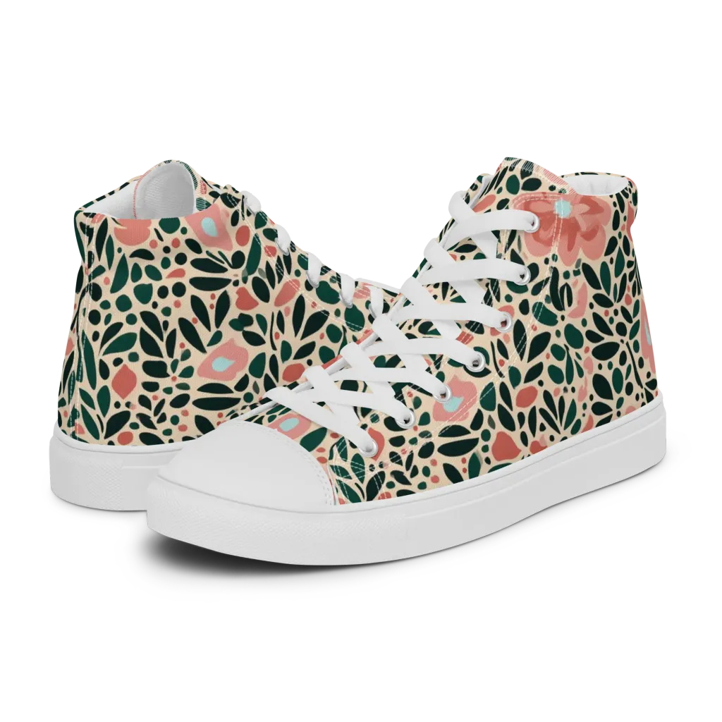 Rosewater Meadow on Women's High Top Canvas Shoes — Left