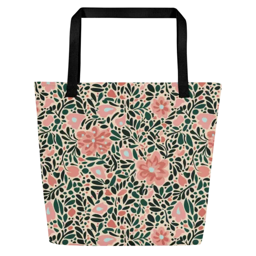 Rosewater Meadow on a Large Tote Bag W/ Pocket