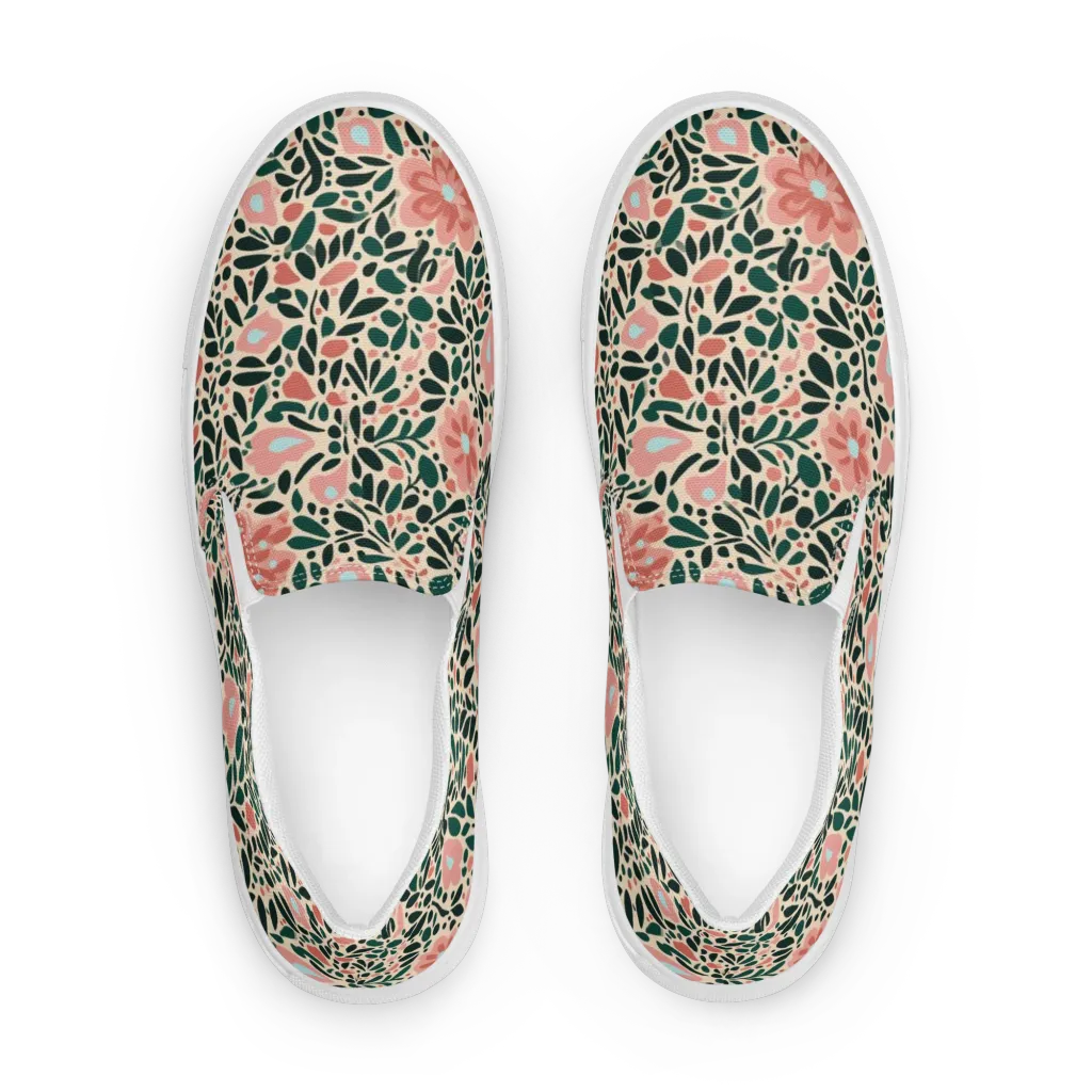 Rosewater Meadow on Women's Slip-On Canvas Shoes — Front