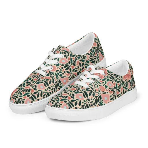 Rosewater Meadow on a Men's Lace-Up Canvas Shoes