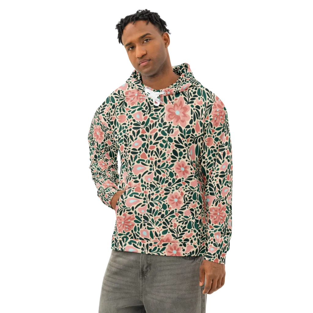 Rosewater Meadow on Cotton Hoodie — Left Front