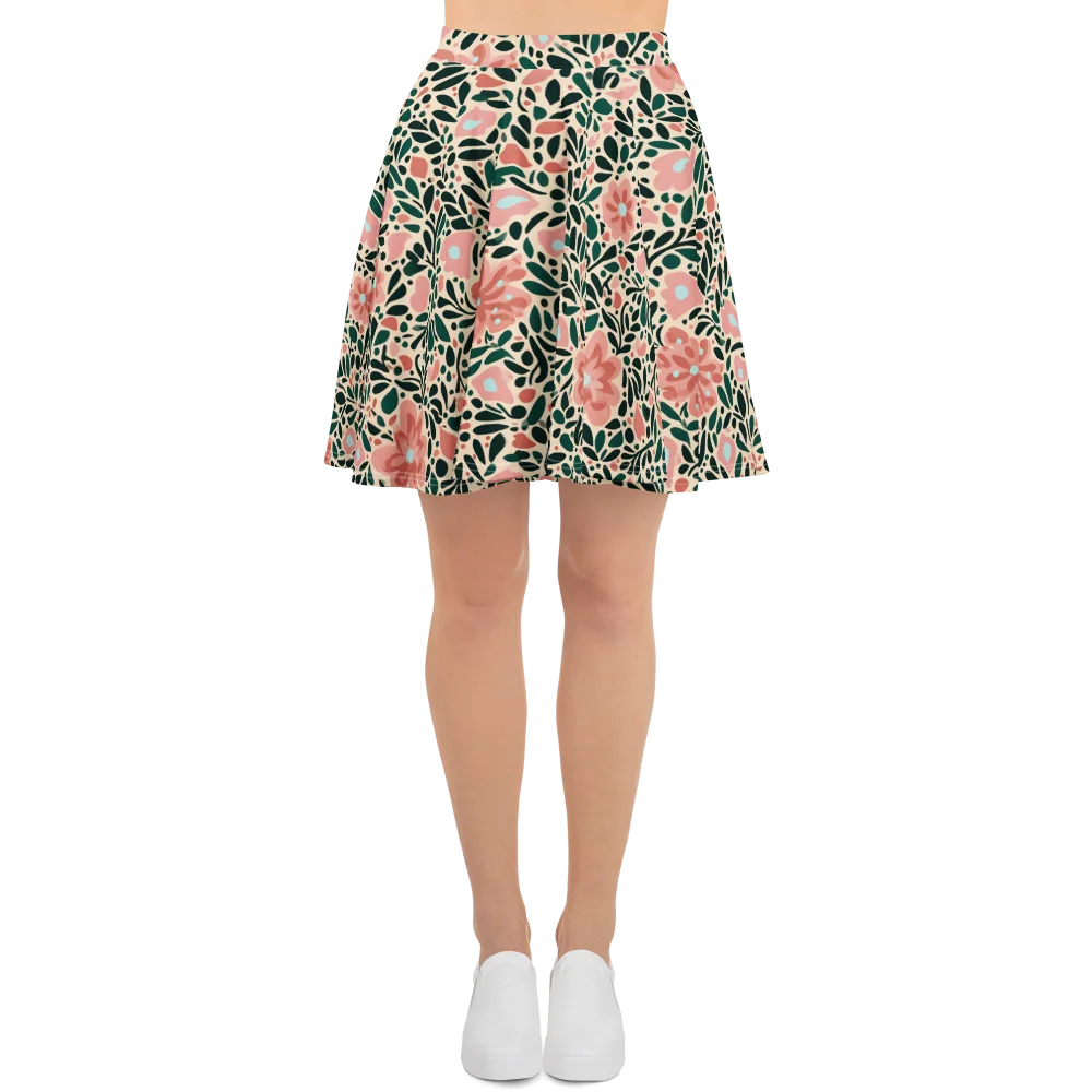 Rosewater Meadow on Skater Skirt — Front
