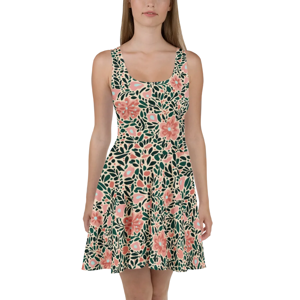 Rosewater Meadow on Skater Dress — Front