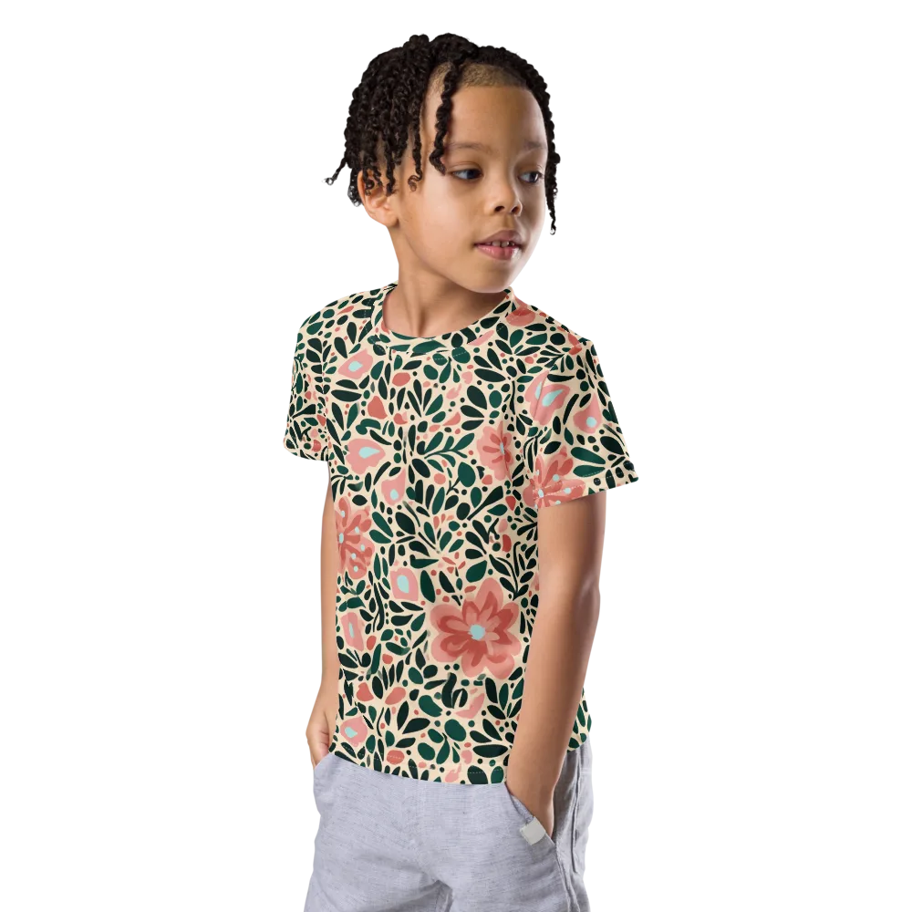 Rosewater Meadow on Kids Crew Neck T-Shirt — Left Front
