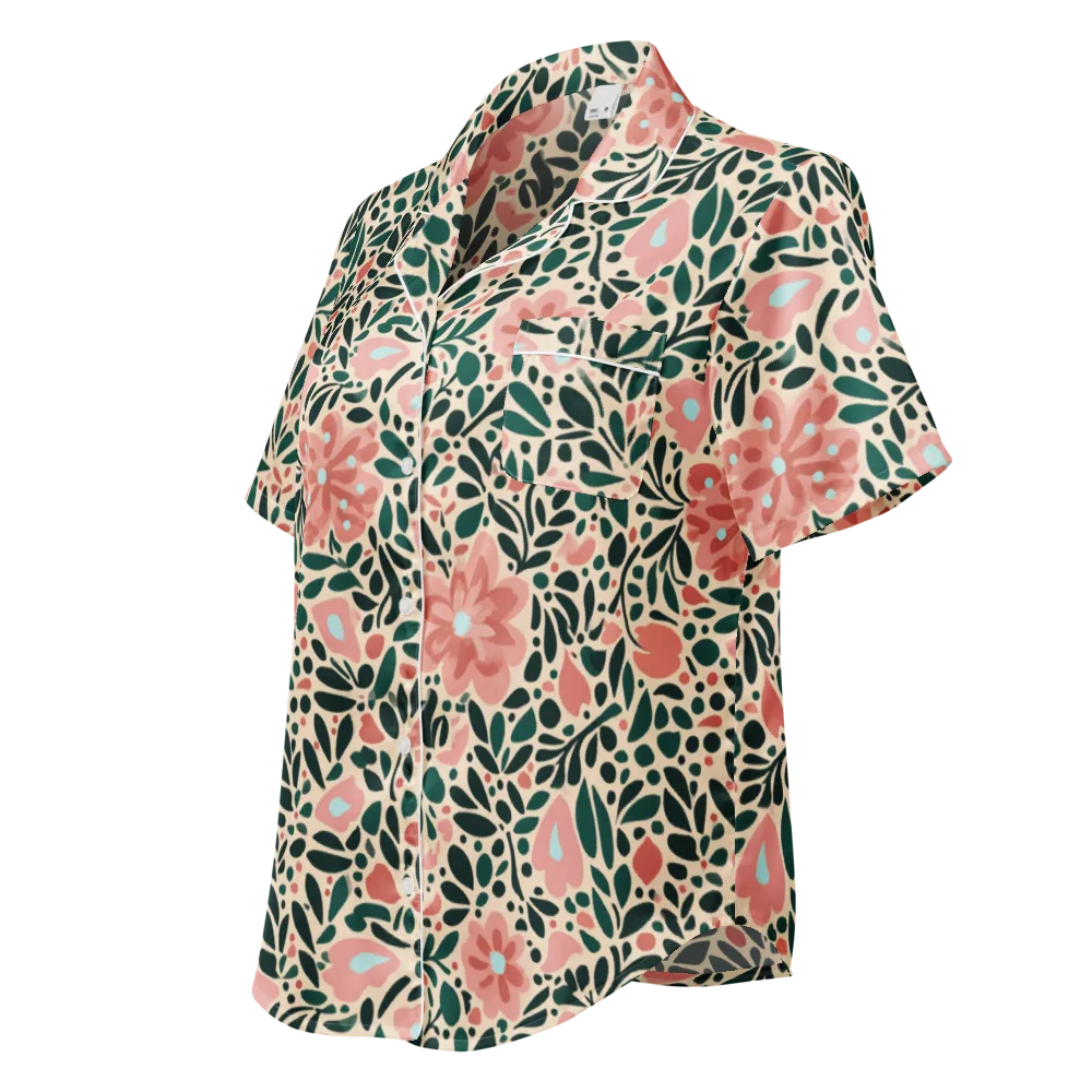 Rosewater Meadow on Women's Short Sleeve Pajama Top — Left Front