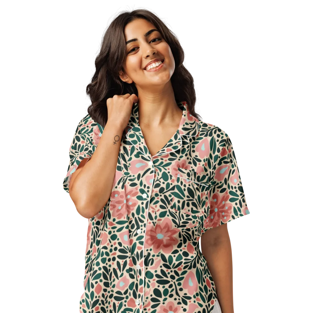 Rosewater Meadow on Women's Short Sleeve Pajama Top — Front
