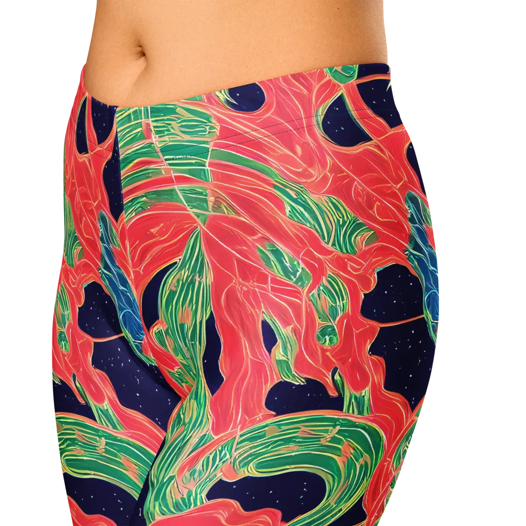 Midnight Jungle on Capri Leggings — Zoomed-in