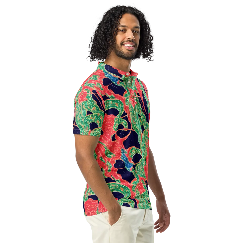 Midnight Jungle on Men's Slim Fit Polo Shirt — Right Front