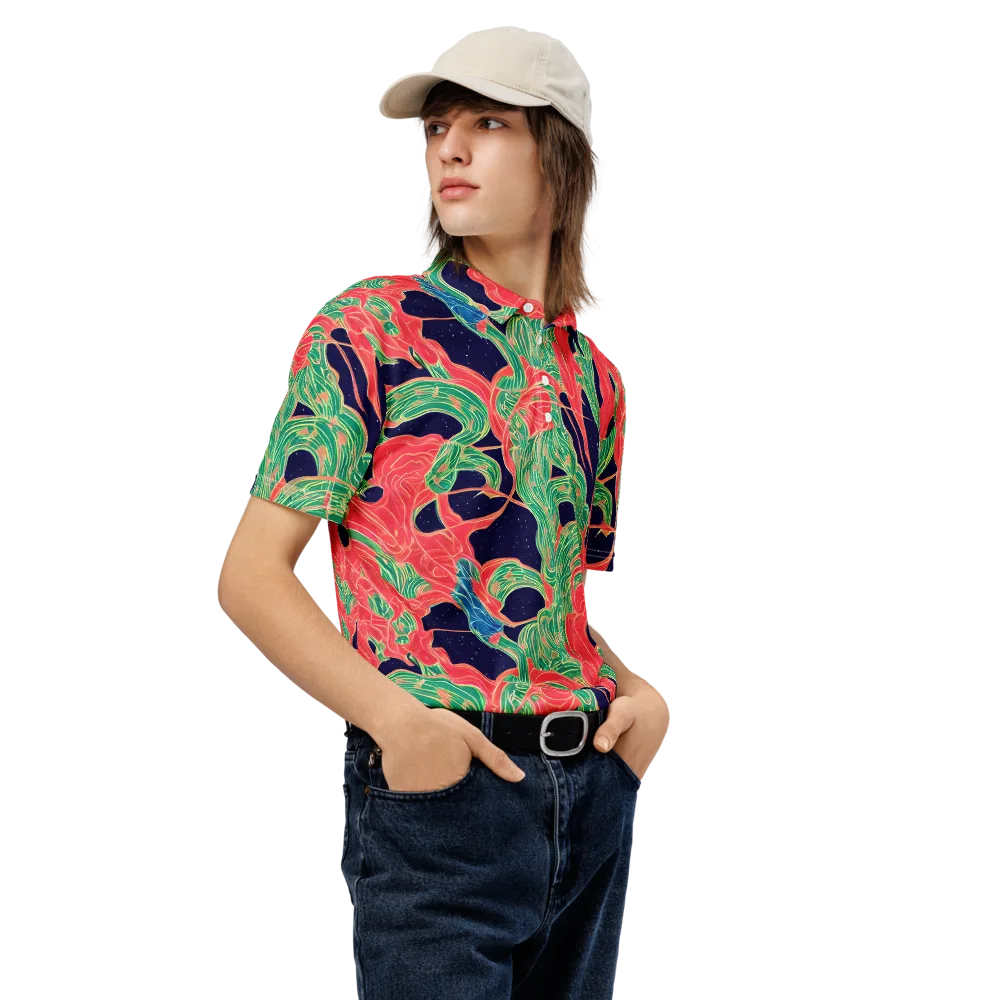 Midnight Jungle on Men's Slim Fit Polo Shirt — Right Front