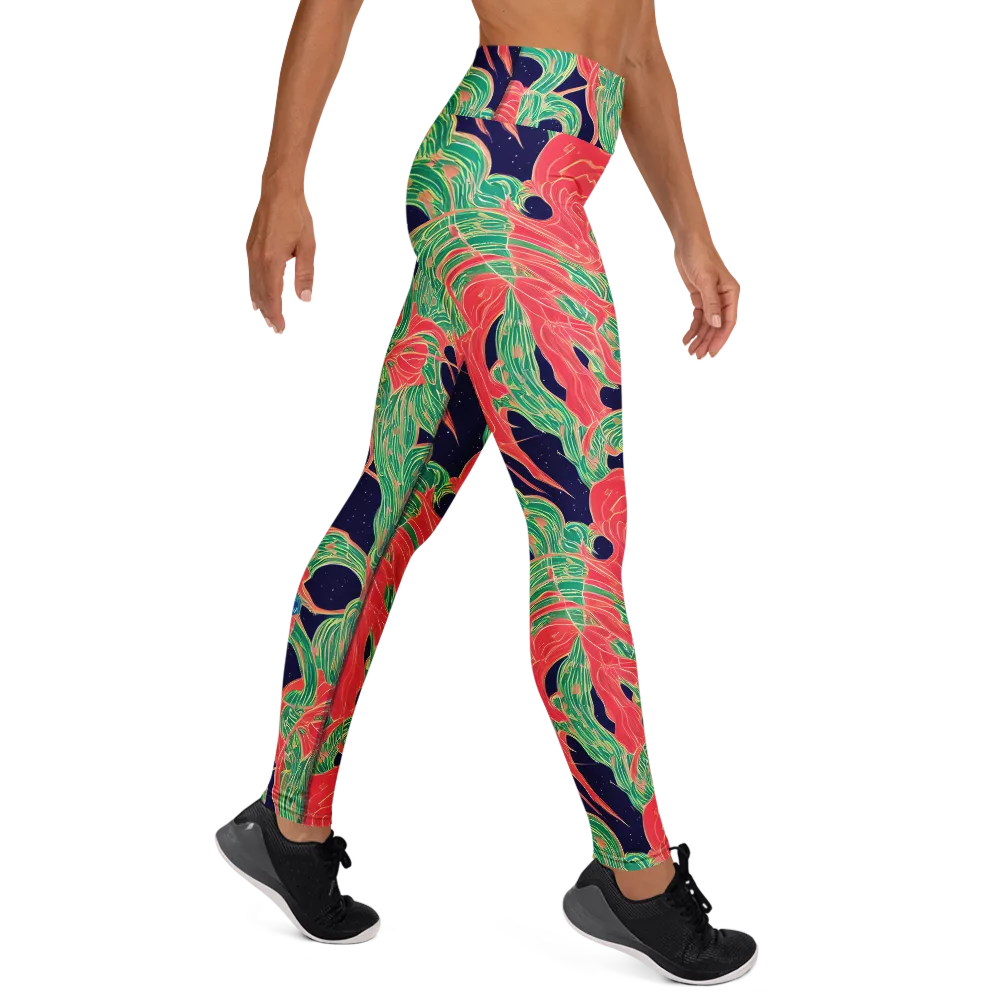 Midnight Jungle on Yoga Leggings — Right