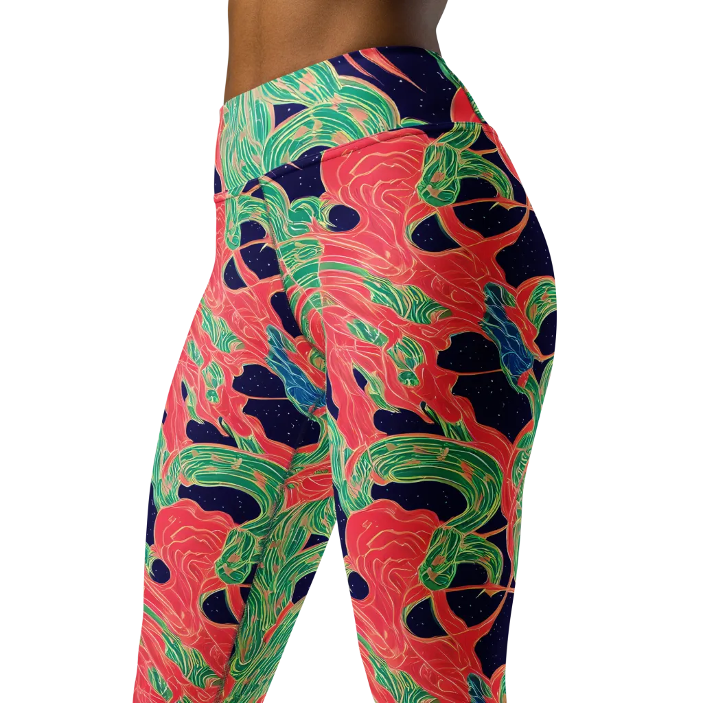 Midnight Jungle on Yoga Leggings — Left Front