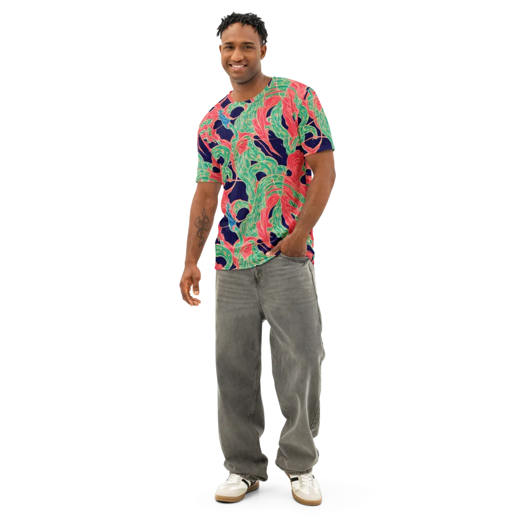 Midnight Jungle on Men's Cotton Crew Neck T-Shirt — Front