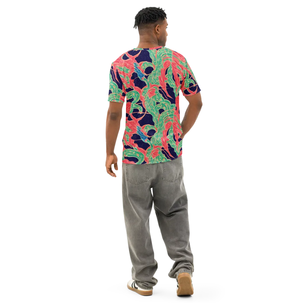 Midnight Jungle on Men's Cotton Crew Neck T-Shirt — Back