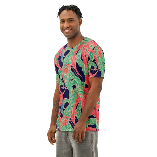 Midnight Jungle on a Men's Cotton Crew Neck T-Shirt