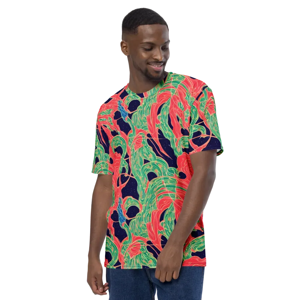 Midnight Jungle on Men's Crew Neck T-Shirt — Left