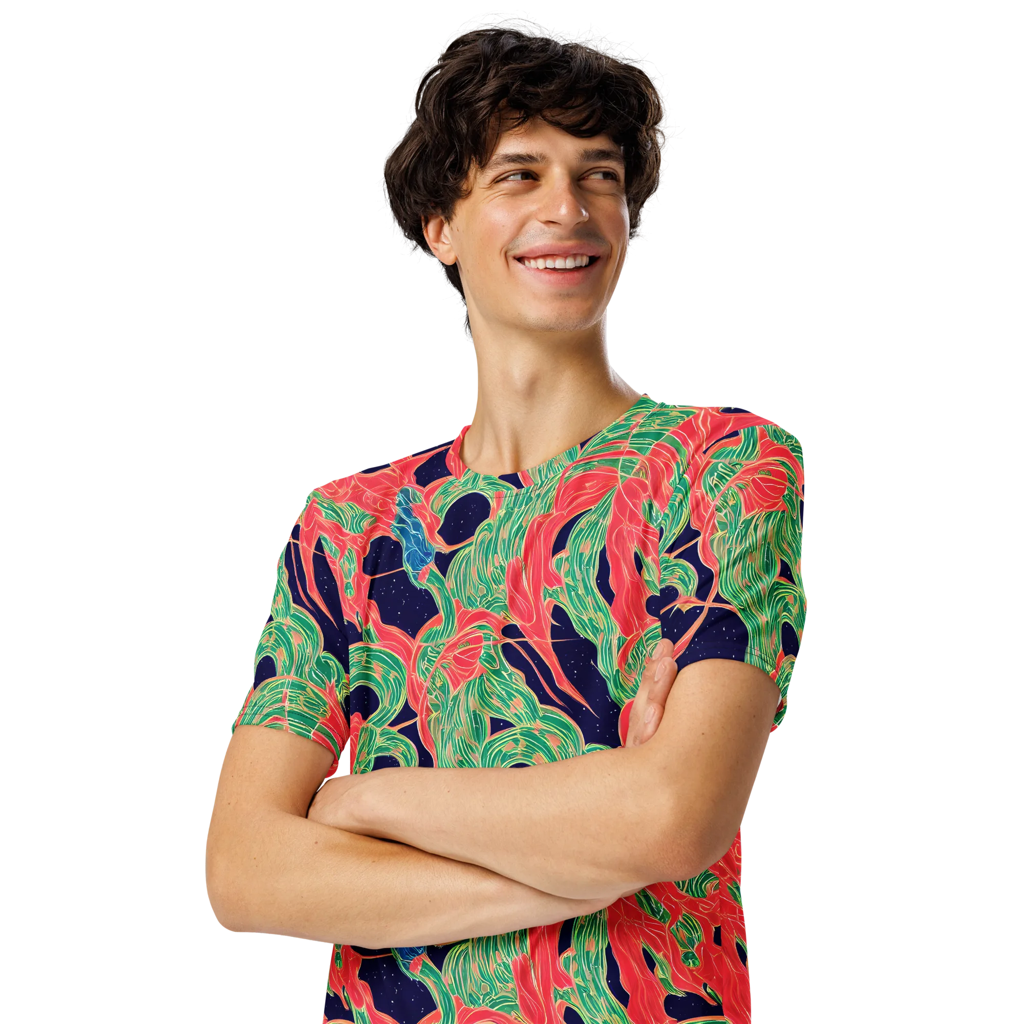 Midnight Jungle on Men's Crew Neck T-Shirt — Left Front