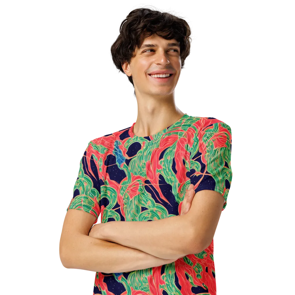 Midnight Jungle on Men's Crew Neck T-Shirt — Left Front
