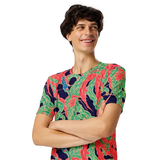 Midnight Jungle on a Men's Crew Neck T-Shirt
