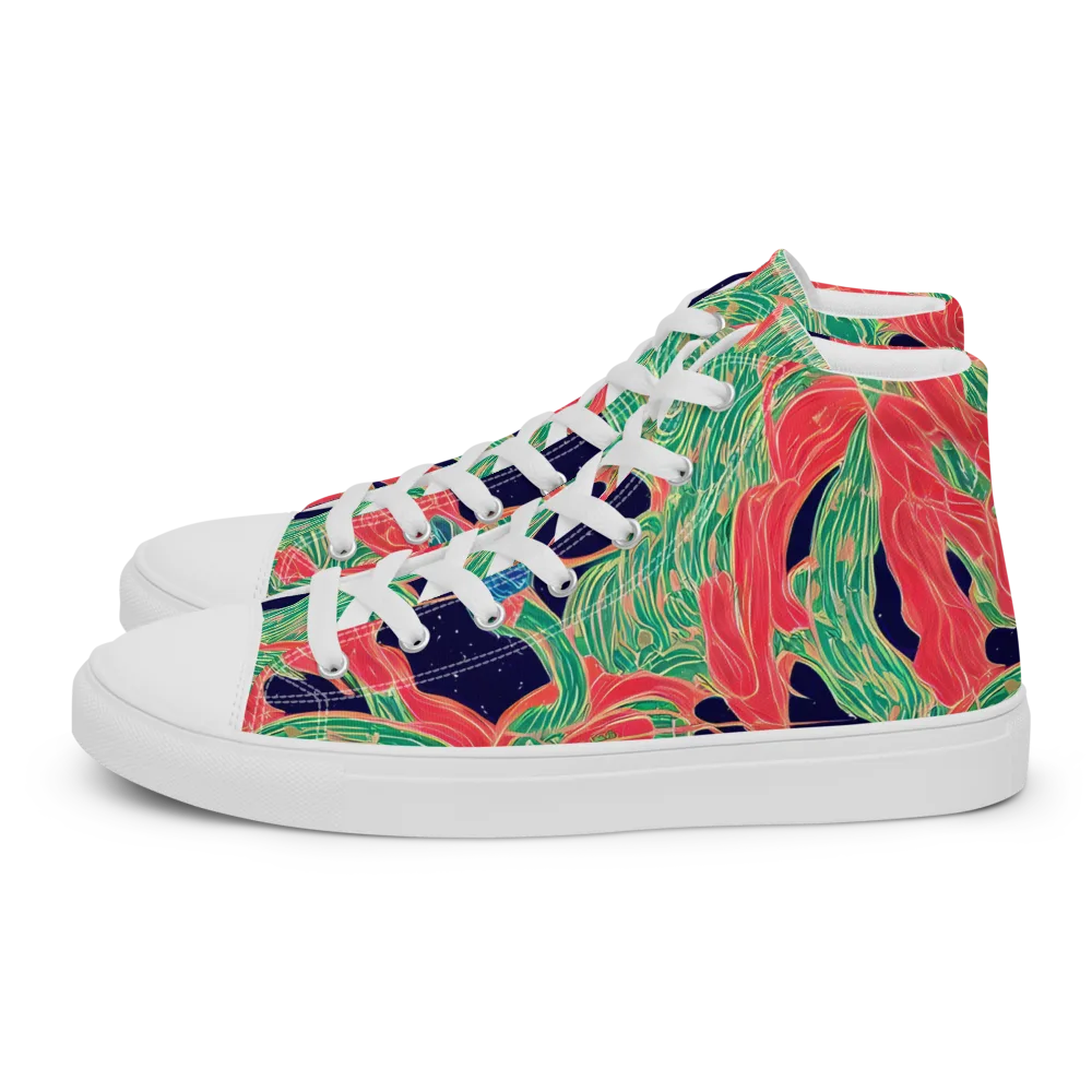 Midnight Jungle on Men's High Top Canvas Shoes — Left