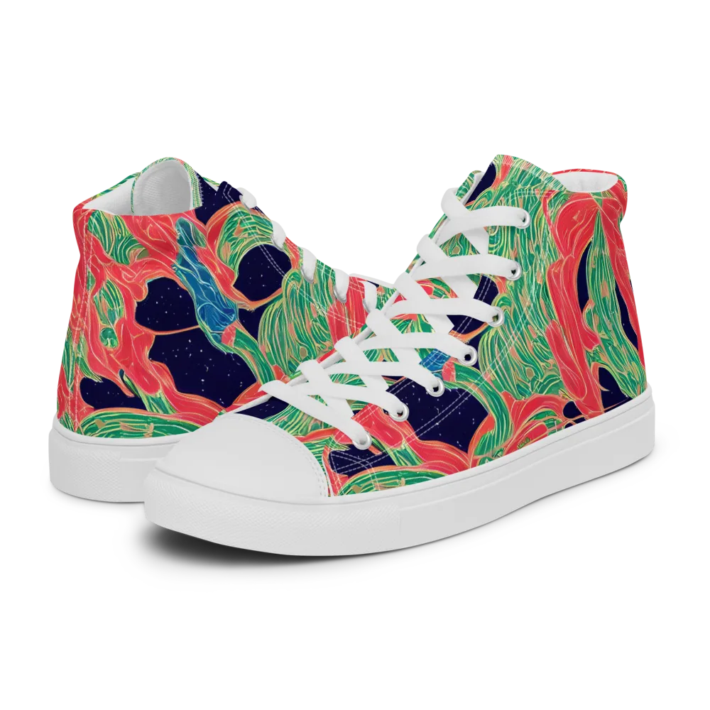 Midnight Jungle on Men's High Top Canvas Shoes — Left