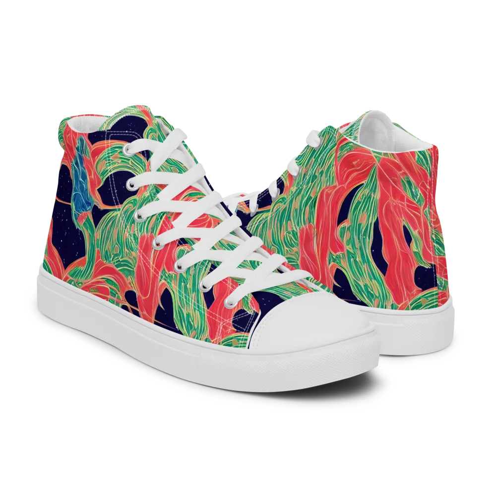 Midnight Jungle on Men's High Top Canvas Shoes — Right