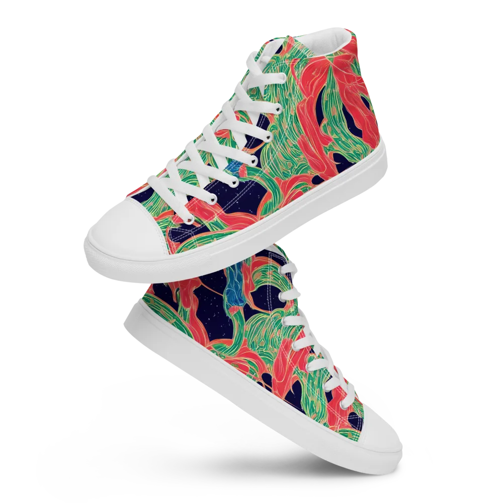Midnight Jungle on Men's High Top Canvas Shoes — Front