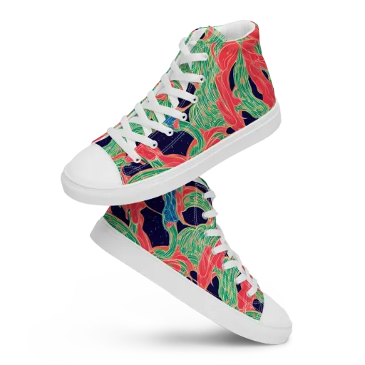 Midnight Jungle on a Men's High Top Canvas Shoes