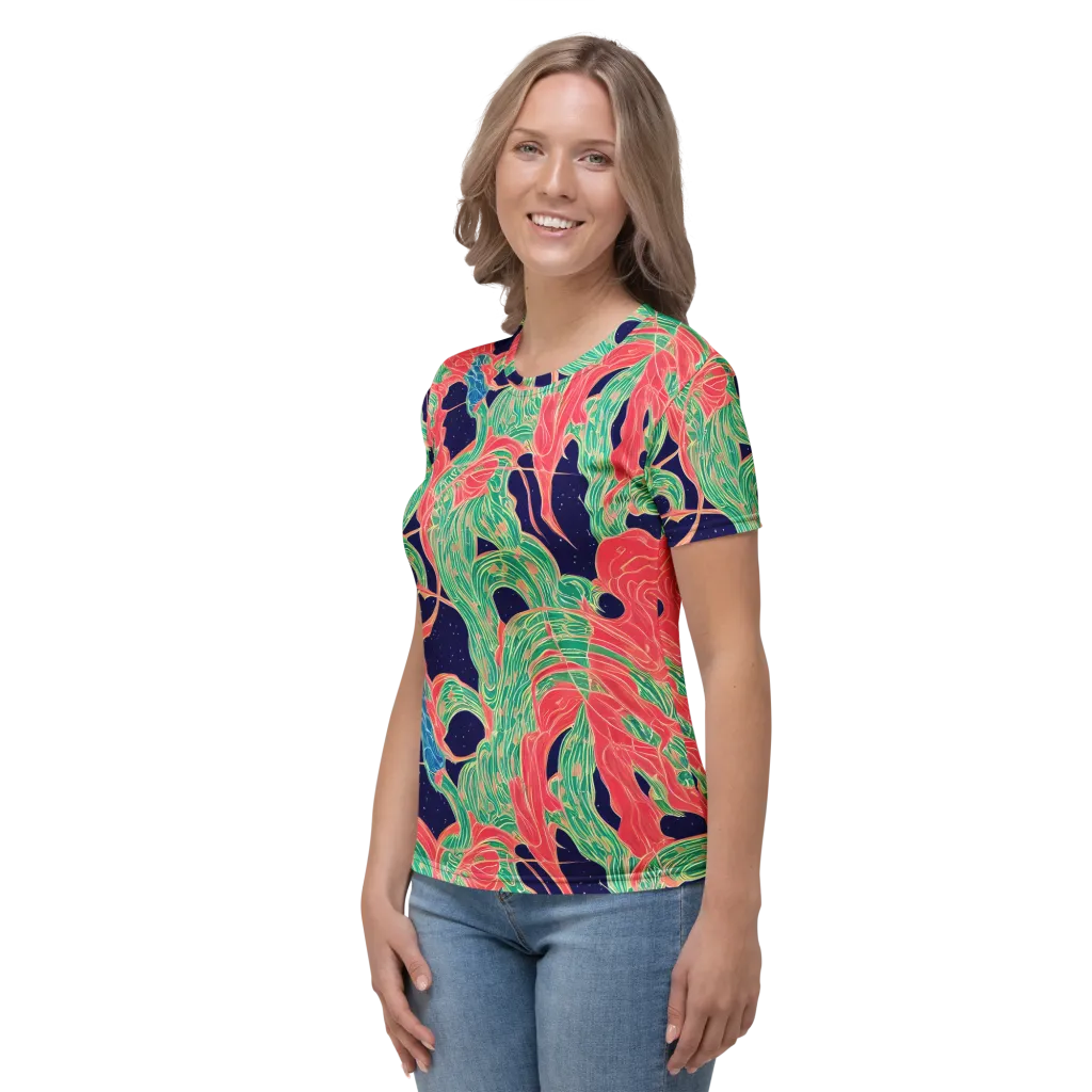 Midnight Jungle on Women's Crew Neck T-Shirt — Left