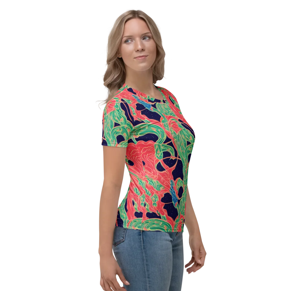 Midnight Jungle on Women's Crew Neck T-Shirt — Right