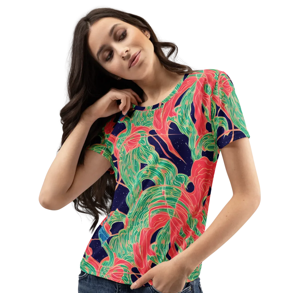 Midnight Jungle on Women's Crew Neck T-Shirt — Left Front