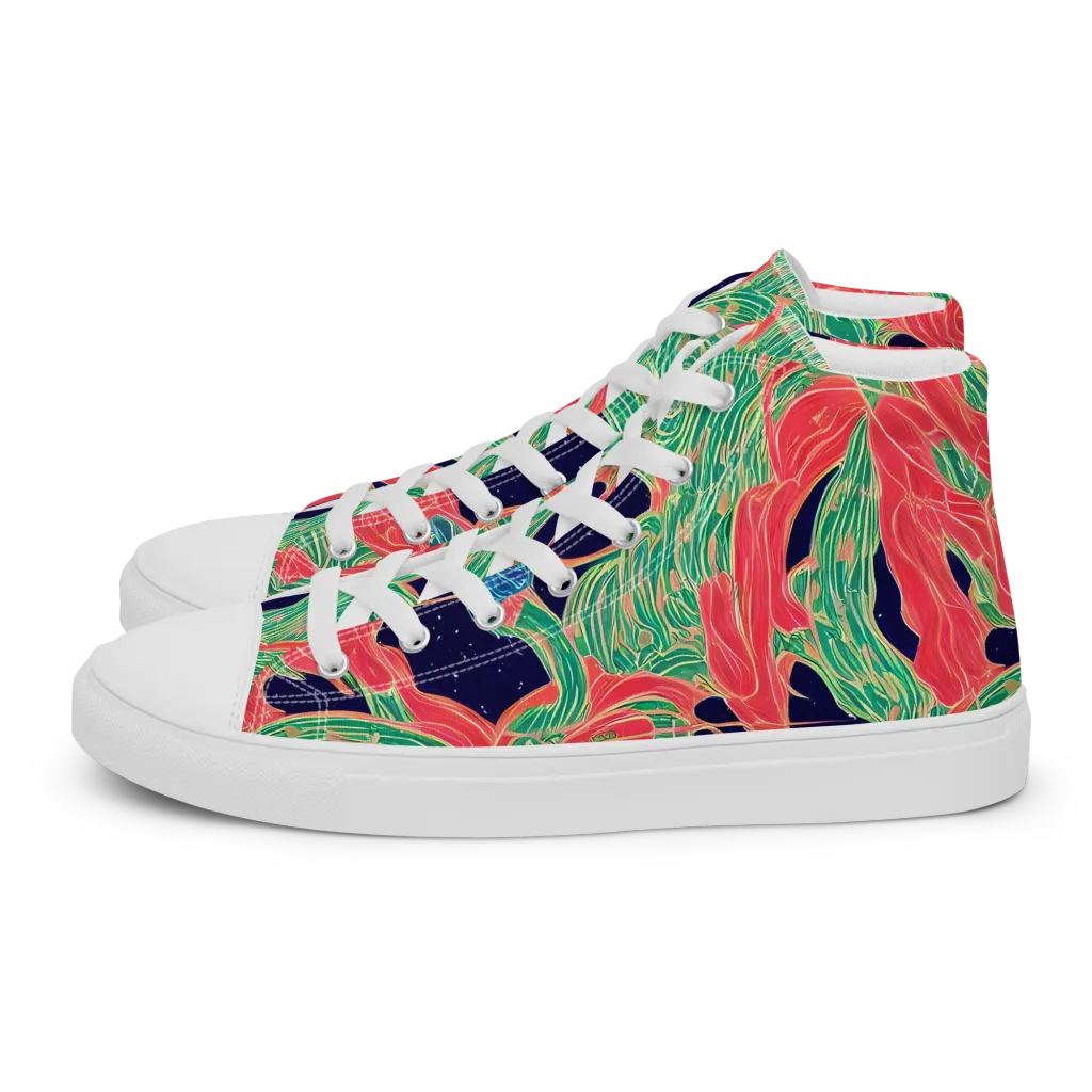 Midnight Jungle on Women's High Top Canvas Shoes — Left