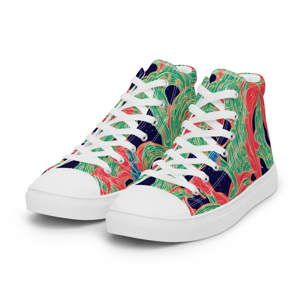 Midnight Jungle on Women's High Top Canvas Shoes — Left Front