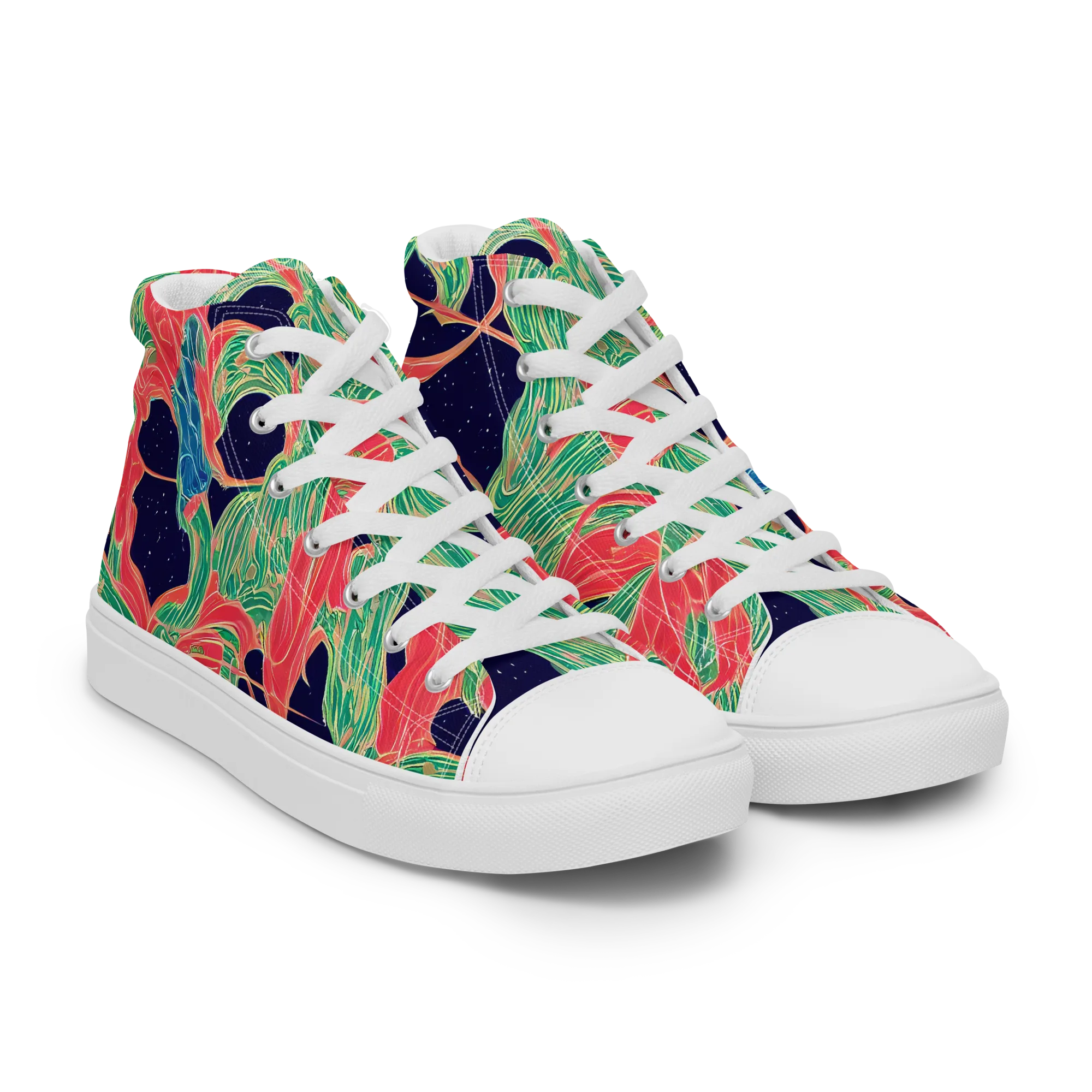 Midnight Jungle on Women's High Top Canvas Shoes — Right Front