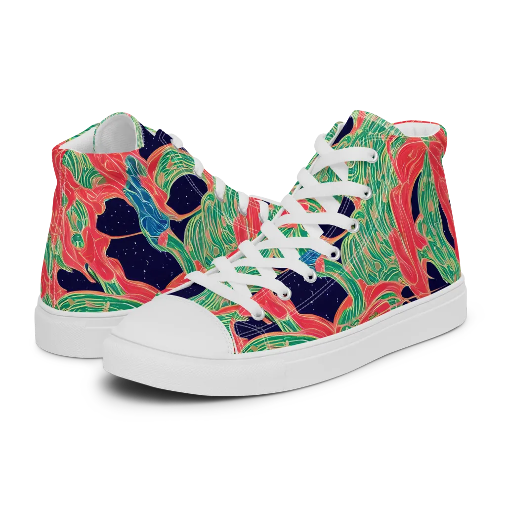Midnight Jungle on Women's High Top Canvas Shoes — Left