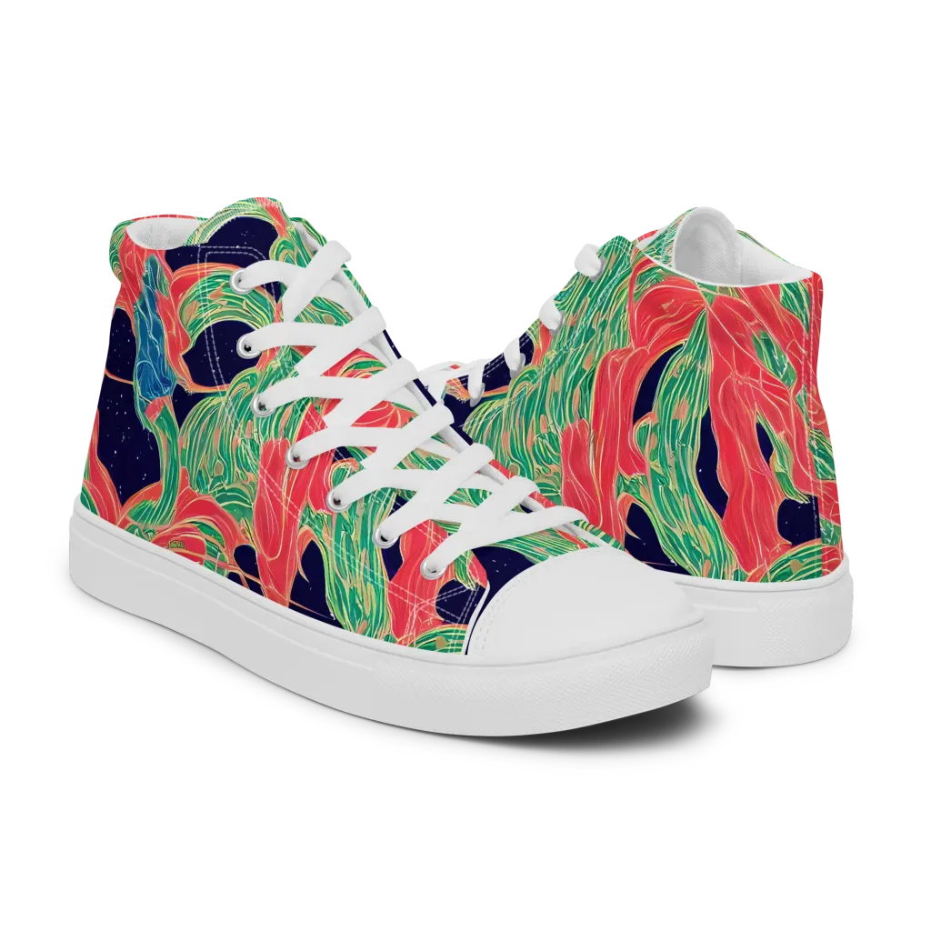Midnight Jungle on Women's High Top Canvas Shoes — Right
