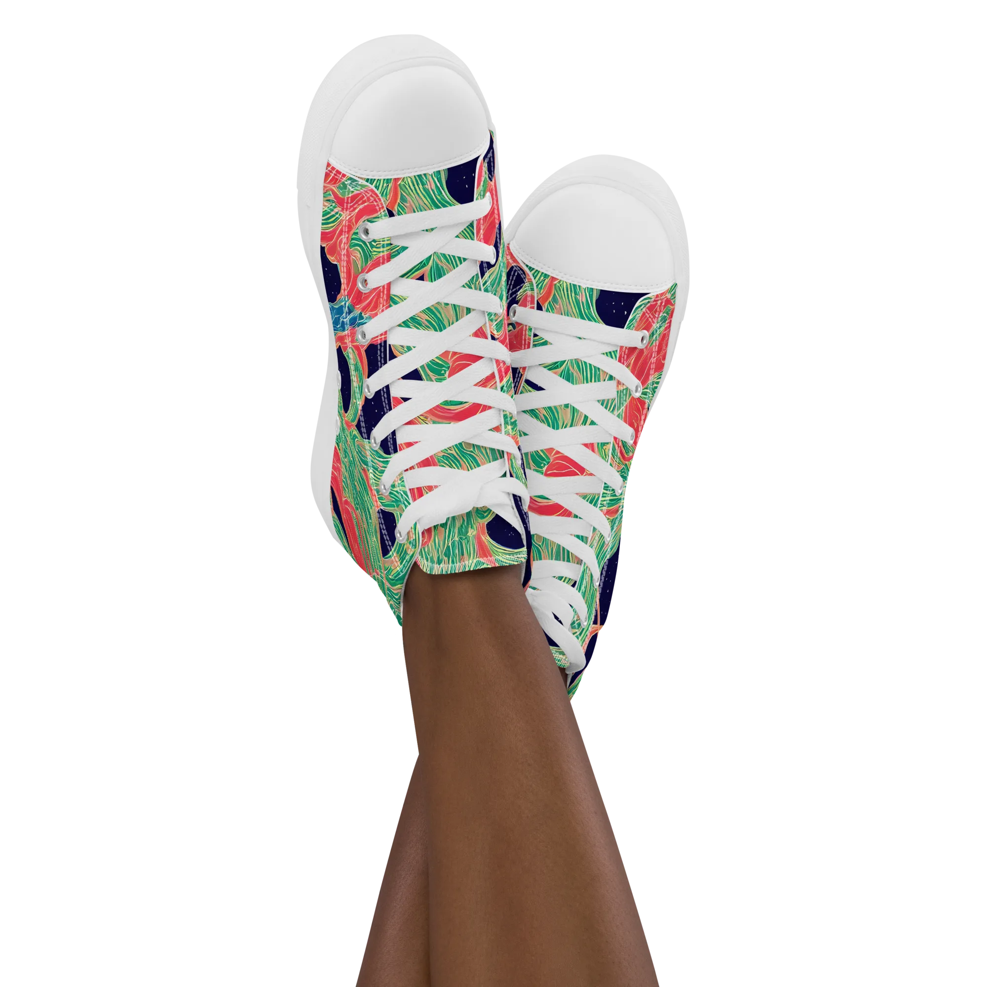 Midnight Jungle on Women's High Top Canvas Shoes — Front
