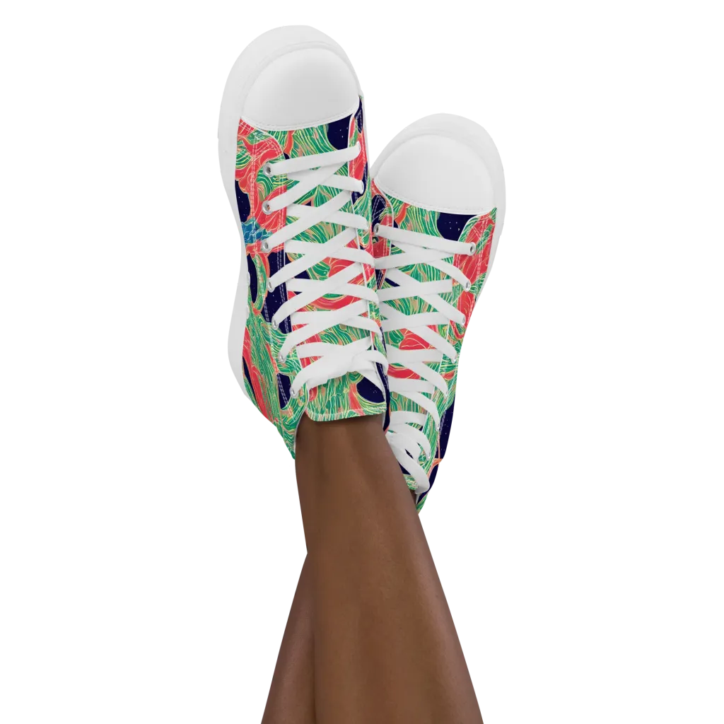 Midnight Jungle on Women's High Top Canvas Shoes — Front