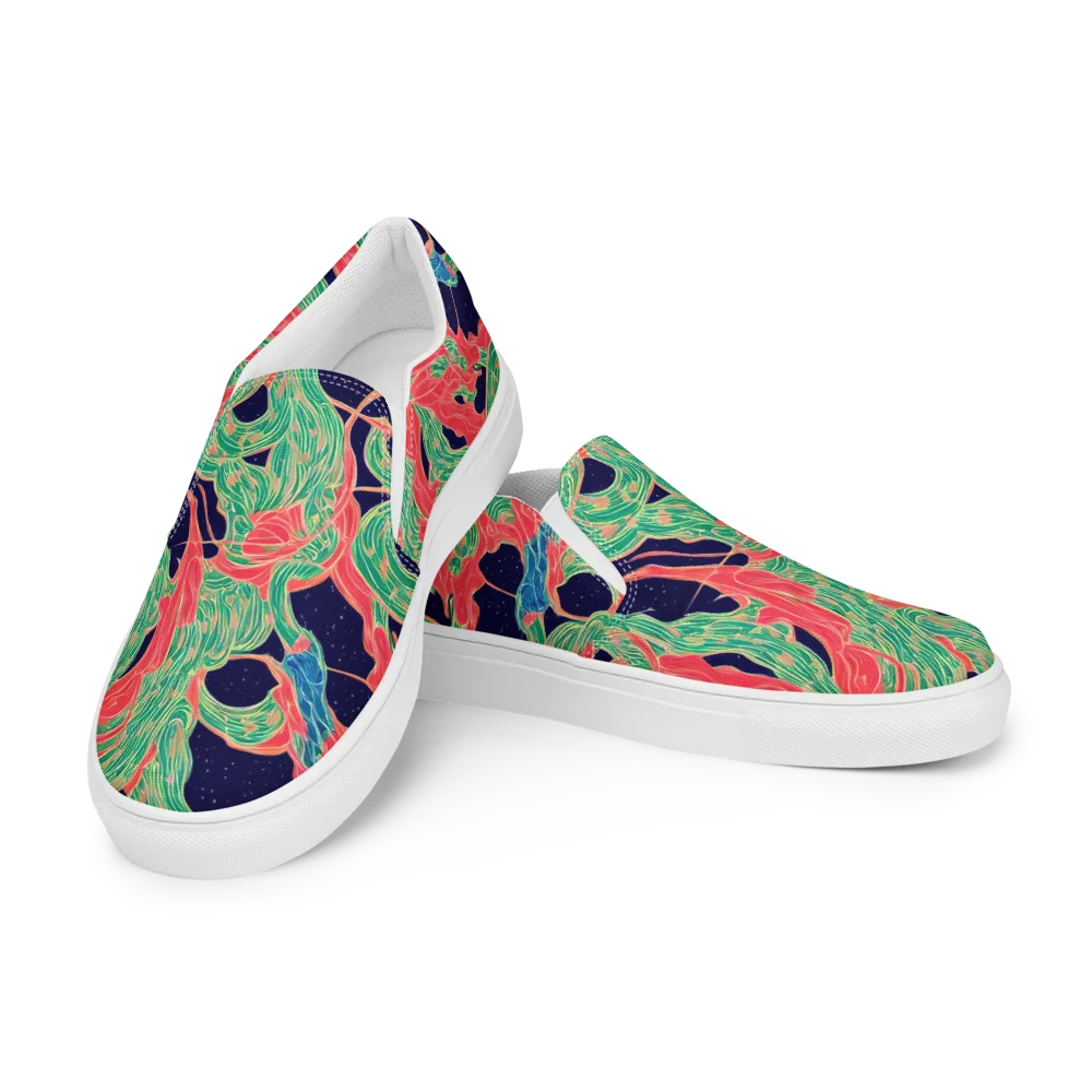 Midnight Jungle on Men's Slip-On Canvas Shoes — Left Front