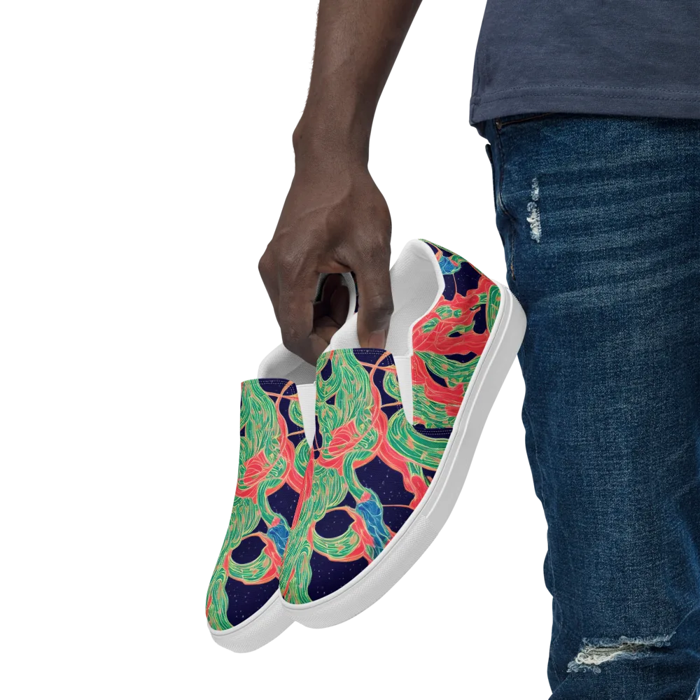 Midnight Jungle on Men's Slip-On Canvas Shoes — Left Front