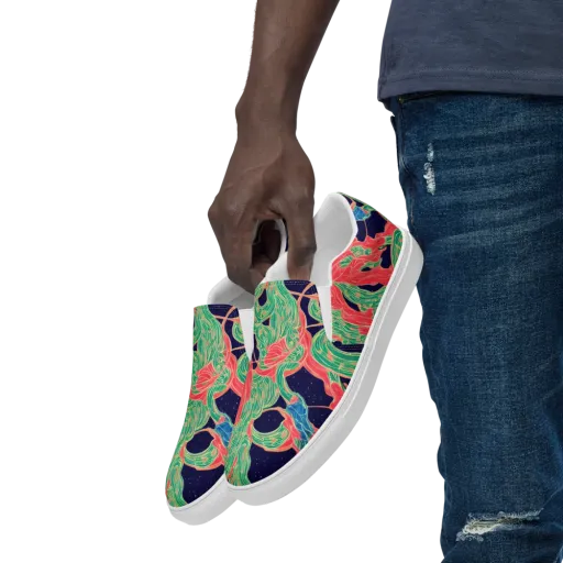 Midnight Jungle on a Men's Slip-On Canvas Shoes