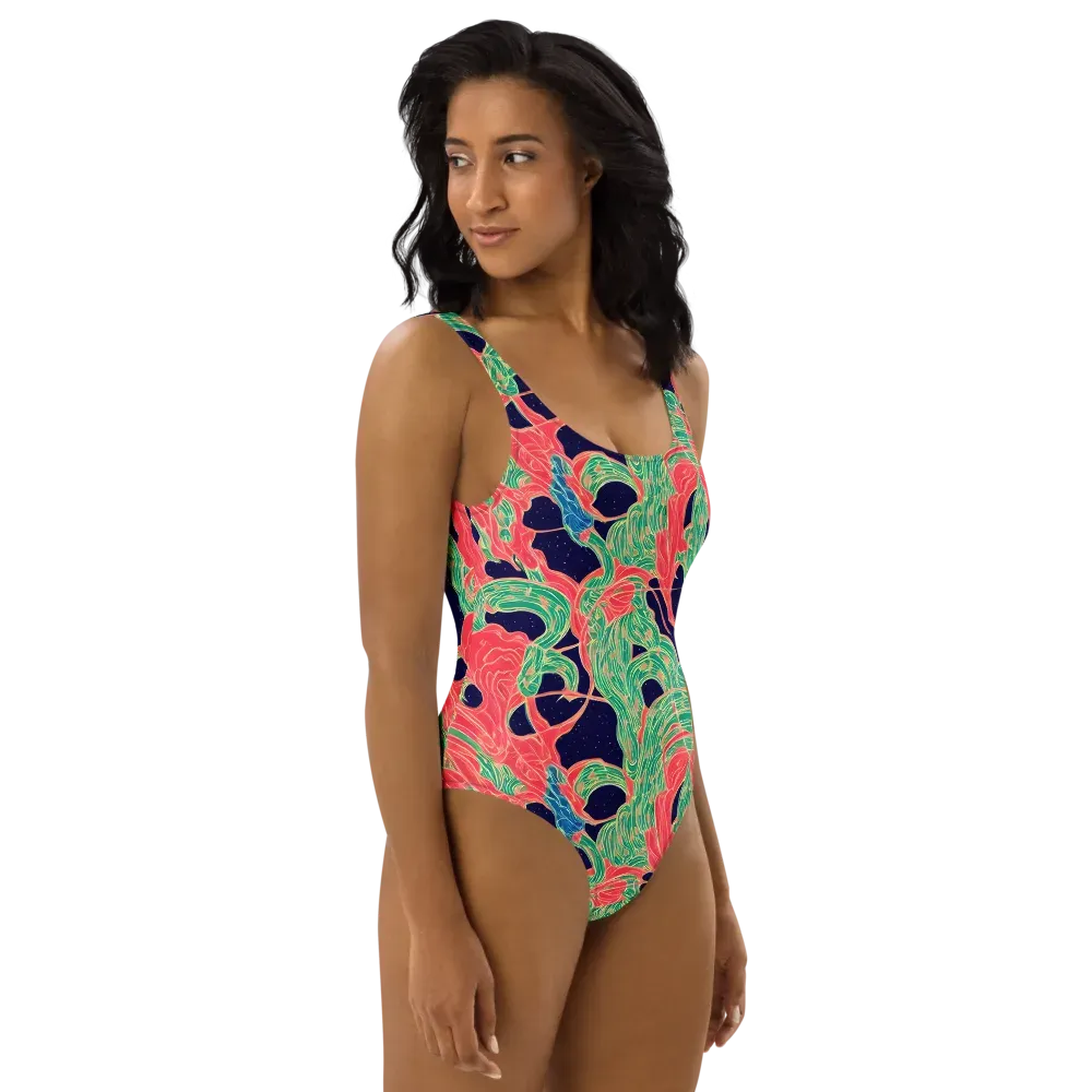 Midnight Jungle on One-Piece Swimsuit — Right