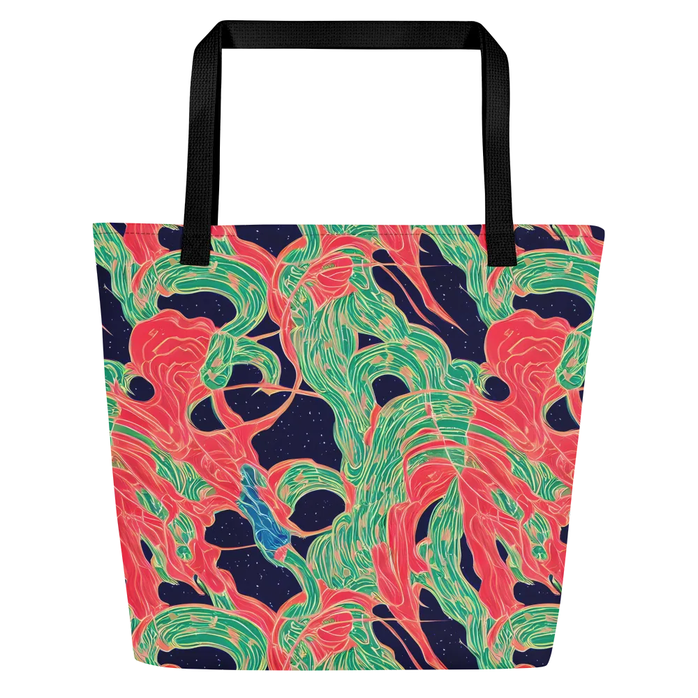 Midnight Jungle on Large Tote Bag W/ Pocket — Front