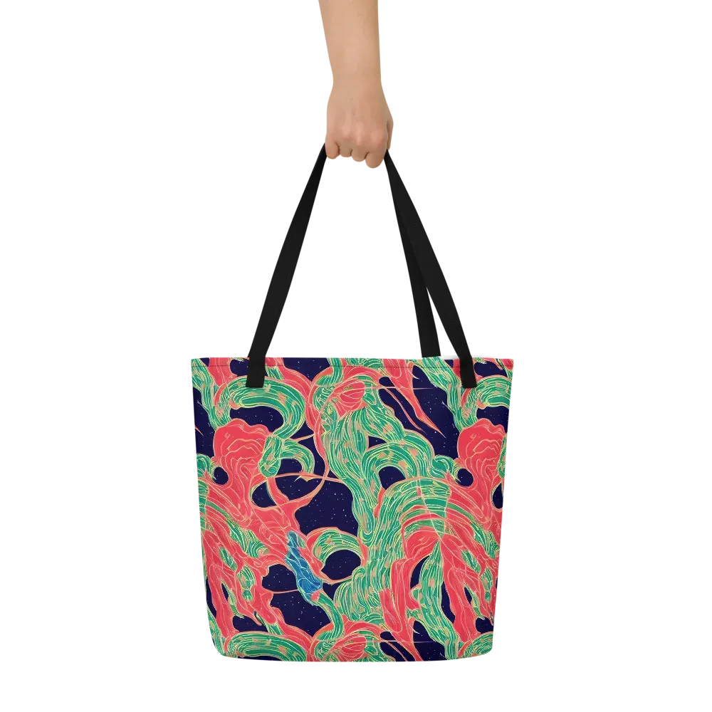 Midnight Jungle on Large Tote Bag W/ Pocket — Front