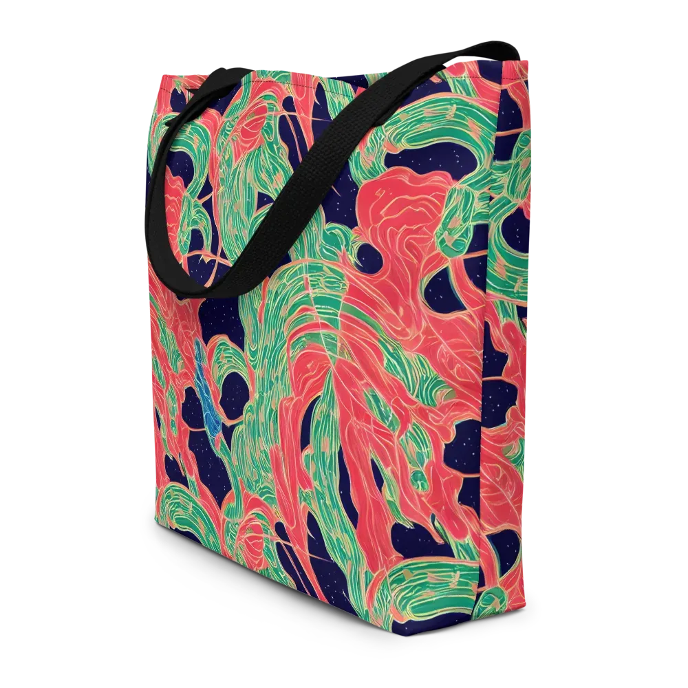 Midnight Jungle on Large Tote Bag W/ Pocket — Front