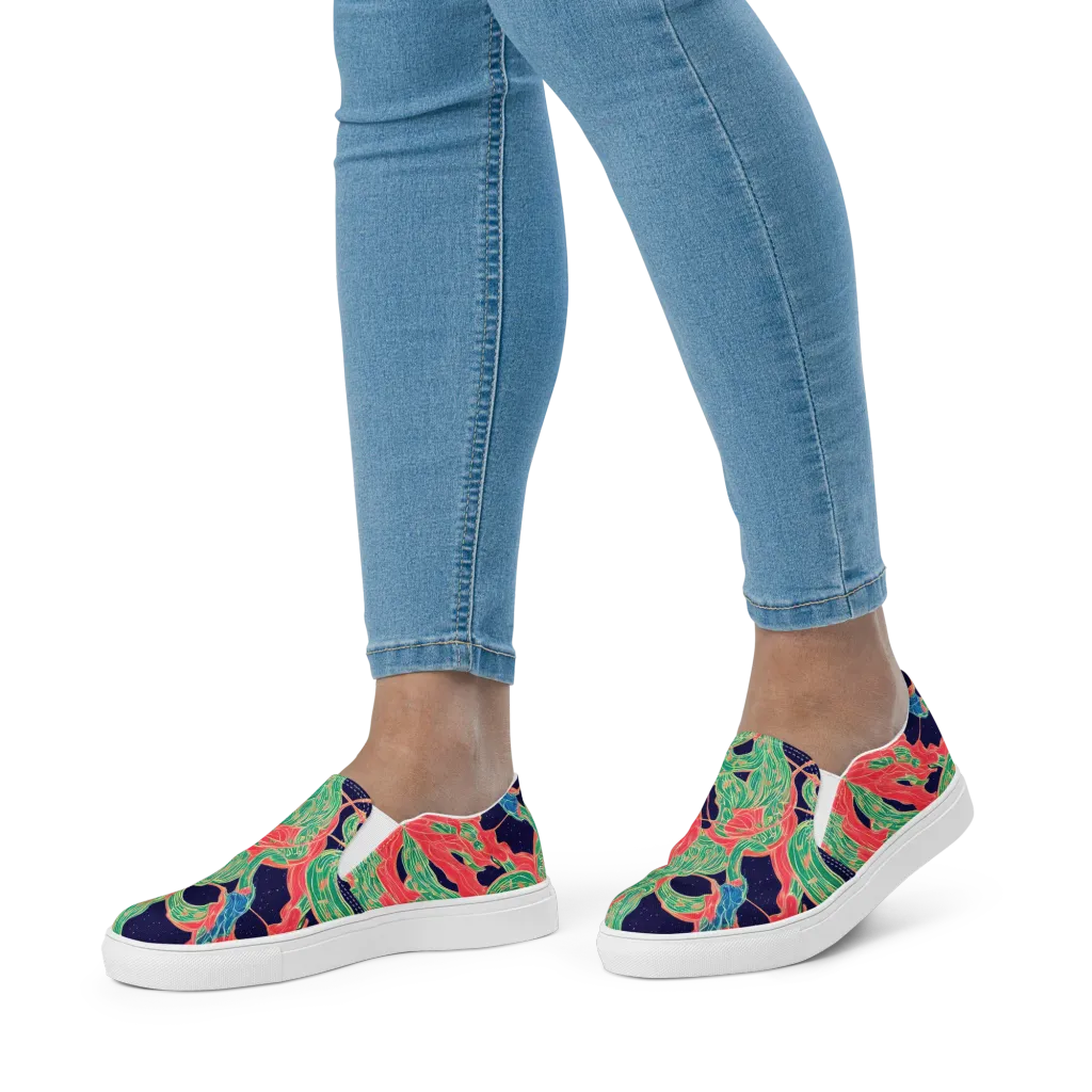 Midnight Jungle on Women's Slip-On Canvas Shoes — Front
