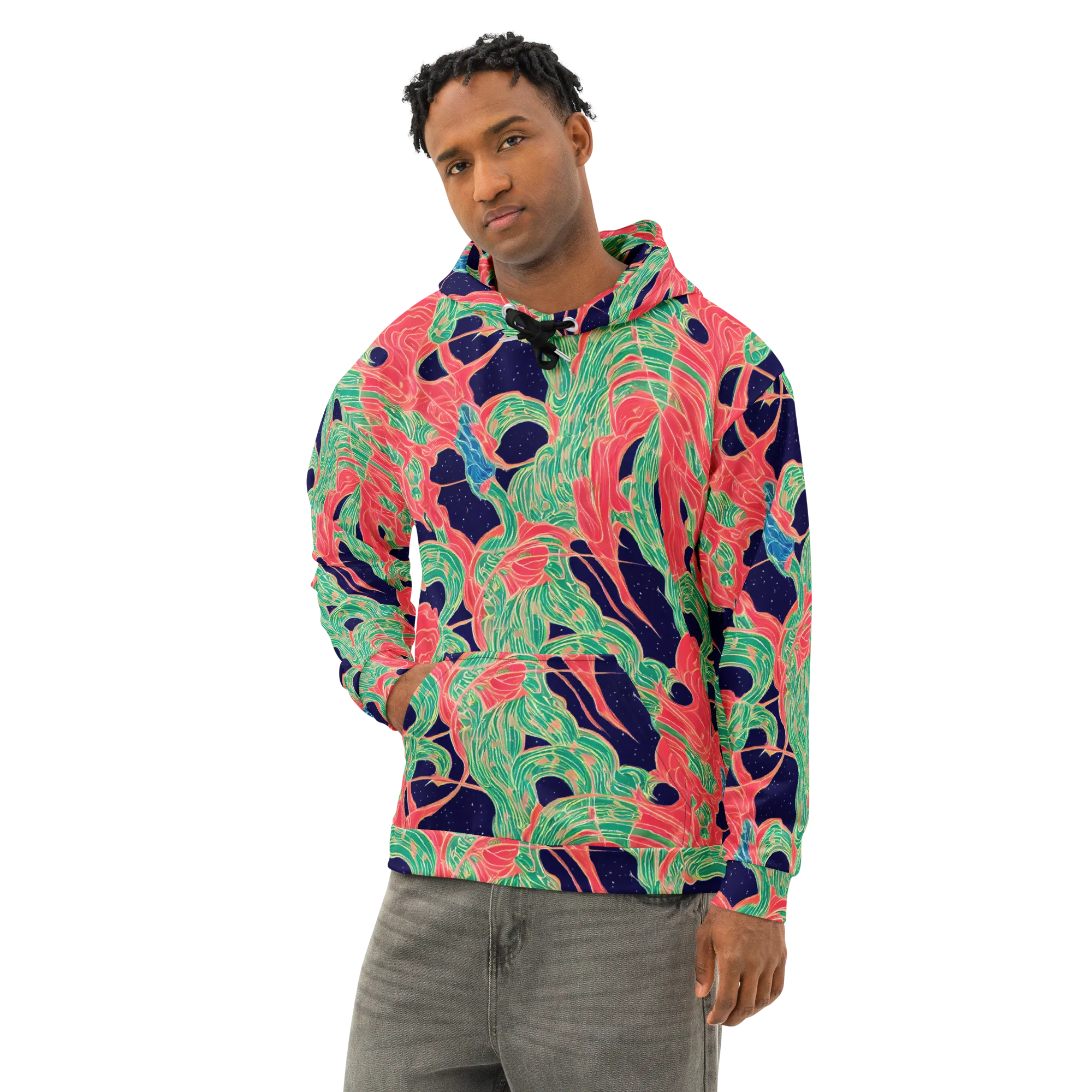 Midnight Jungle on Cotton Hoodie — Left Front