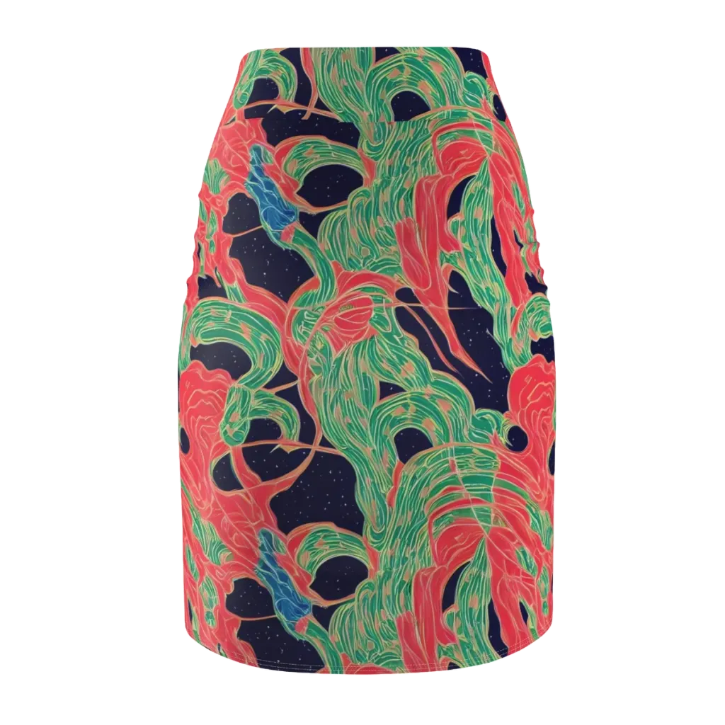 Midnight Jungle on Pencil Skirt — Back